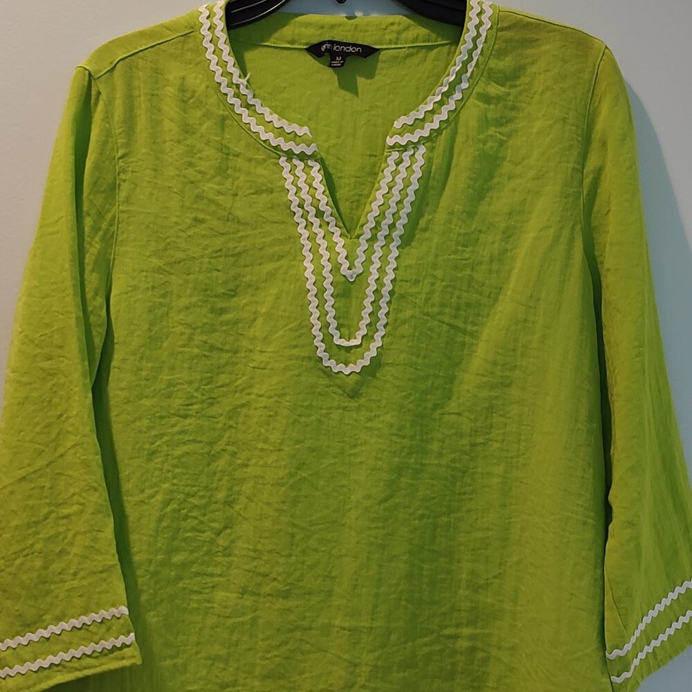 Women's Erin London Tunic - Medium - Green with White Trim